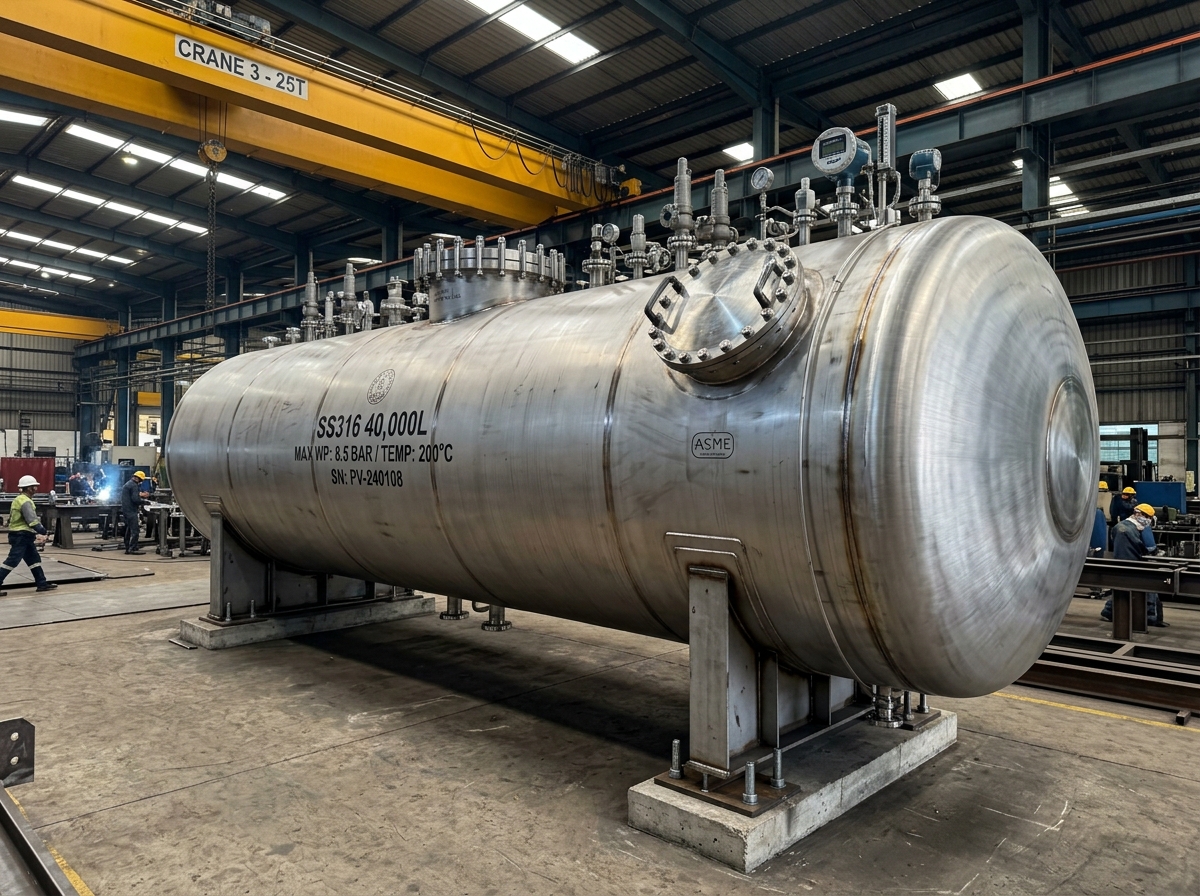 Horizontal Industrial Storage Tank (Bullet Tank) Manufacturer Vatva GIDC Ahmedabad - JMEF